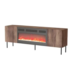 ART DECO TV bord EF warmia Valnød med Pejs