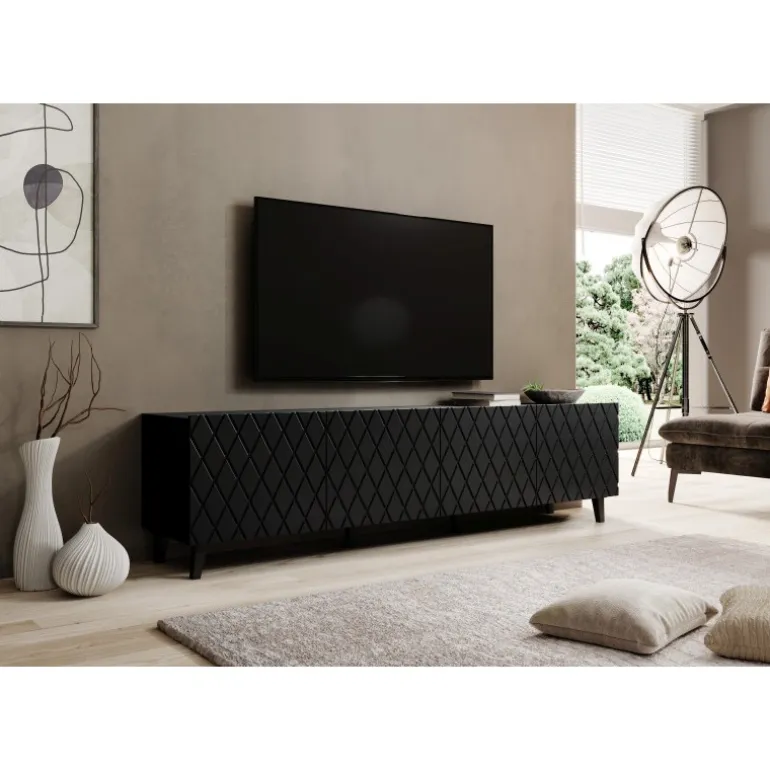 ASTI TV bord 200cm - Sort/mat