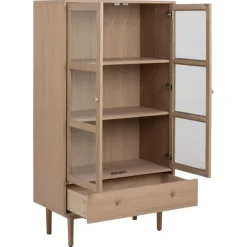 Aston vitrineskab i hvidolieret egetræs finer