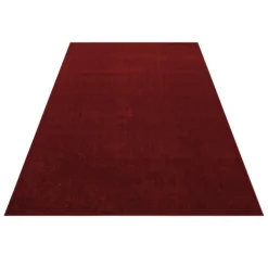 Ata Kortluvet tæppe Ensfarvet - Rød