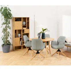 Aura spisebordsstol med armlæn grå stof