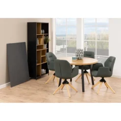 Aura spisebordsstol med armlæn grå stof