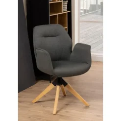 Aura spisebordsstol med armlæn grå stof