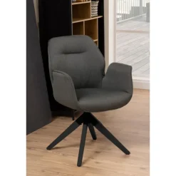 Aura spisebordsstol med armlæn grå stof