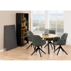 Aura spisebordsstol med armlæn grå stof