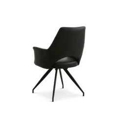 Aya spisebordsstol - Sort Semianilin okselæder