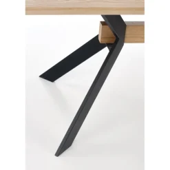 BACARDI Spisebord med udtræk, - top - Naturlig eg, ben - Sort