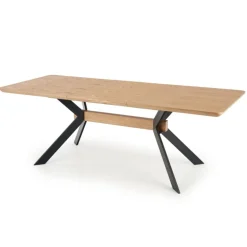 BACARDI Spisebord med udtræk, - top - Naturlig eg, ben - Sort