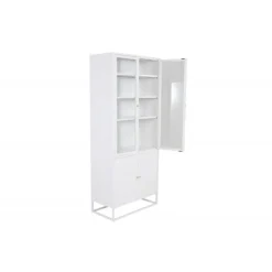 Bakal vitrineskab 80 x 190 med 4 låger og 4 hylder - hvid stål