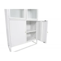 Bakal vitrineskab 80 x 190 med 4 låger og 4 hylder - hvid stål