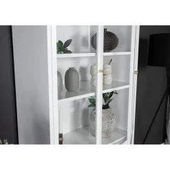 Bakal vitrineskab 80 x 190 med 4 låger og 4 hylder - hvid stål