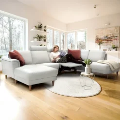 Ballerup Hvid Læder Hjørnesofa med chaiselong - Venstrevendt