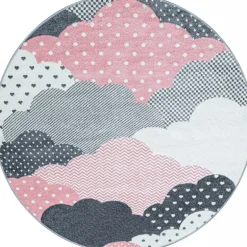 Bambi Rund Børnetæppe Sky - Pink