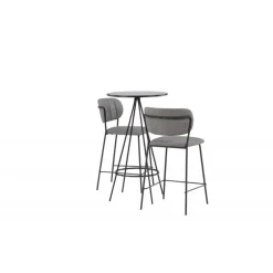 Bar sæt Bistro med stole Bell - Sort og Grå