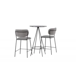 Bar sæt Bistro med stole Bell - Sort og Grå