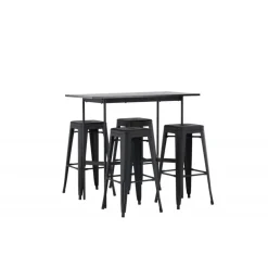 Bar sæt Rax med Spisebordsstole Tempe - Sort