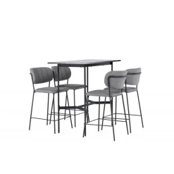 Bar sæt Rax med Spisebordsstolene Bell - Sort og Grå