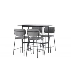 Bar sæt Rax med Spisebordsstolene Bell - Sort og Grå