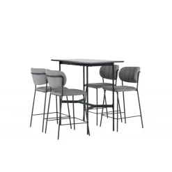 Bar sæt Rax med Spisebordsstolene Bell - Sort og Grå