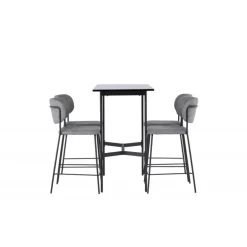 Bar sæt Rax med Spisebordsstolene Bell - Sort og Grå
