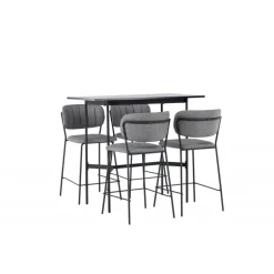 Bar sæt Rax med Spisebordsstolene Bell - Sort og Grå