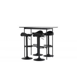Bar sæt Rax med Spisebordsstole Adesto - Sort