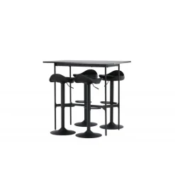 Bar sæt Rax med Spisebordsstole Adesto - Sort