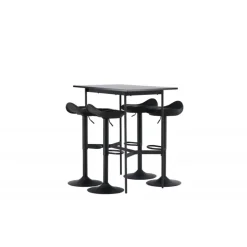 Bar sæt Rax med Spisebordsstole Adesto - Sort