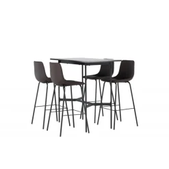Bar sæt Rax med Spisebordsstole Alexi - Sort og Brun