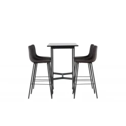 Bar sæt Rax med Spisebordsstole Alexi - Sort og Brun