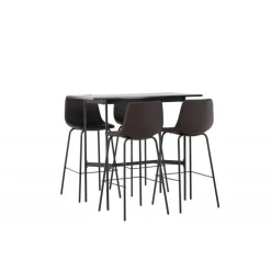 Bar sæt Rax med Spisebordsstole Alexi - Sort og Brun
