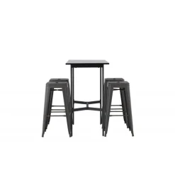 Bar sæt Rax med Spisebordsstole Tempe - Sort og Mørkegrå