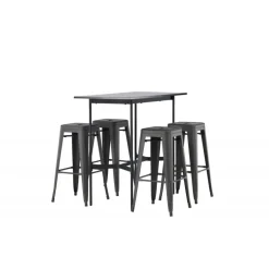 Bar sæt Rax med Spisebordsstole Tempe - Sort og Mørkegrå