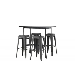 Bar sæt Rax med Spisebordsstole Tempe - Sort og Mørkegrå
