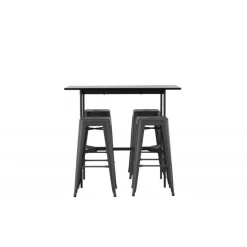 Bar sæt Rax med Spisebordsstole Tempe - Sort og Mørkegrå