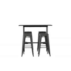 Bar sæt Rax med Spisebordsstole Tempe - Sort og Mørkegrå