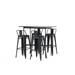 Barsæt Rax med Spisebordsstole Tempe - Sort
