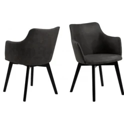 Bella spisebordsstol med armlæn grå stof