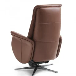 Bellahøj lænestol med indbygget skammel og løftefunktion - Cognac Semianilin læder