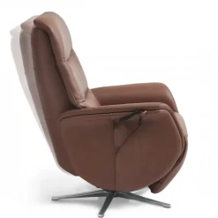 Bellahøj lænestol med indbygget skammel og løftefunktion - Cognac Semianilin læder