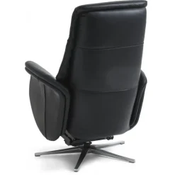 Bellahøj lænestol med indbygget skammel og løftefunktion - Sort Semianilin læder