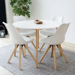 Bergen Spisebordsstol Hvid med naturtræsben