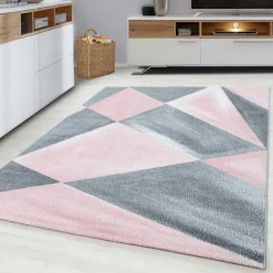 Beta Kortluvet Tæppeløber Geometrisk - Pink