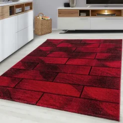 Beta Kortluvet Tæppeløber Geometrisk - Rød