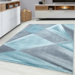 Beta Kortluvet Tæppeløber Geometrisk - Blå