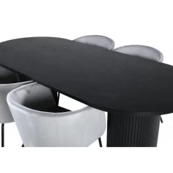 Bianca Oval Spisebordssæt - Sort og Grå