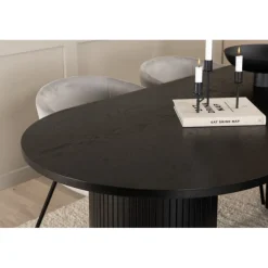 Bianca Oval Spisebordssæt - Sort og Grå