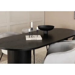 Bianca Oval Spisebordssæt - Sort og Grå