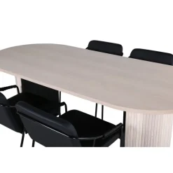 Bianca Oval Spisebordssæt - Sort, Natur og Hvid