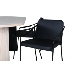 Bianca Oval Spisebordssæt - Sort, Natur og Hvid